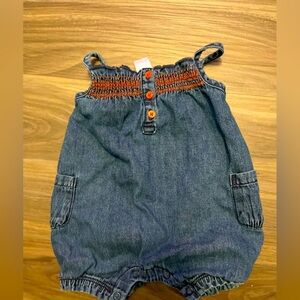 Carters Denim Baby girl  Romper with Orange Accents size 3 months